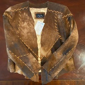 Patricia Wolf short cropped lamb skin patchwork jacket
